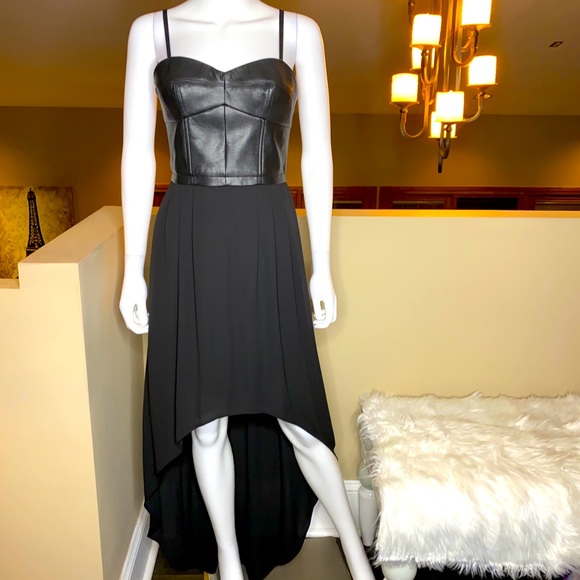 BCBGMaxAzria Dresses & Skirts - BCBGMAXAZRIA Leandra Leather Black Dress